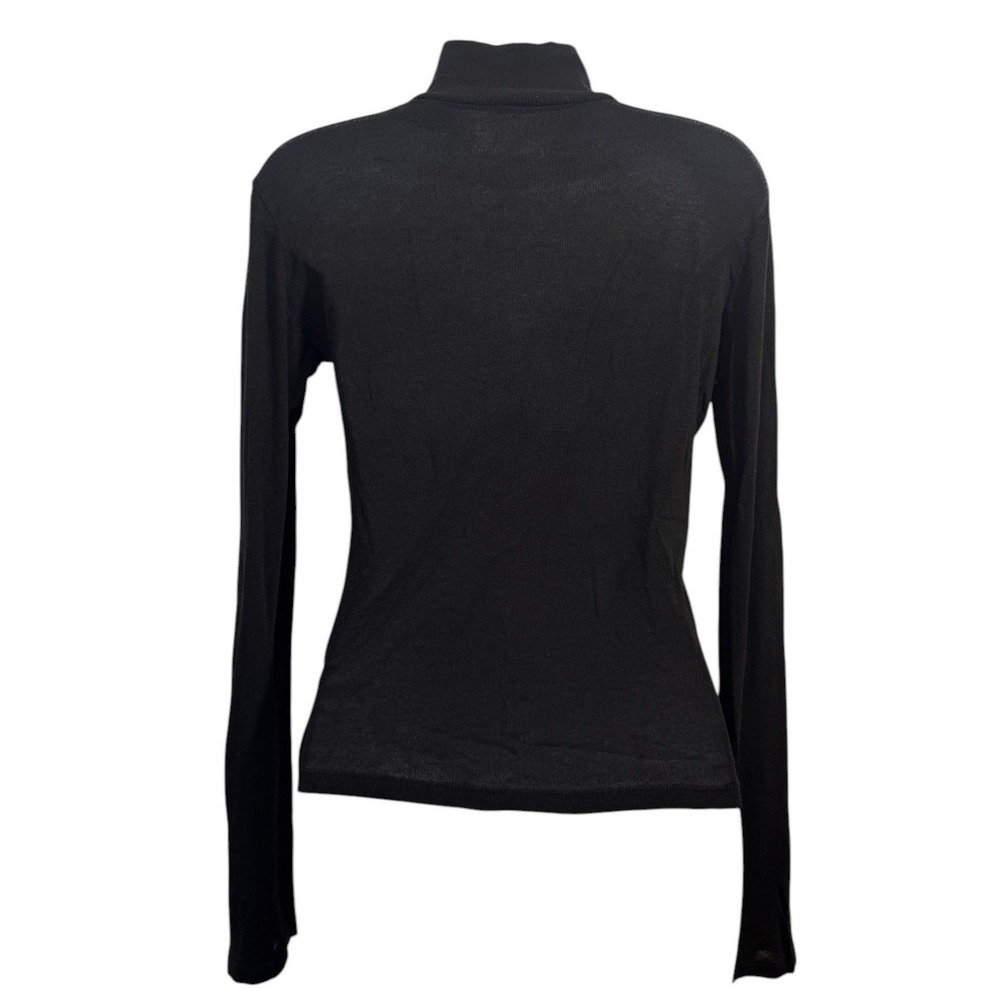 Brandy Melville Black Cotton Blend Stretchy Knit Turtleneck Layer Flare Slv Sz S